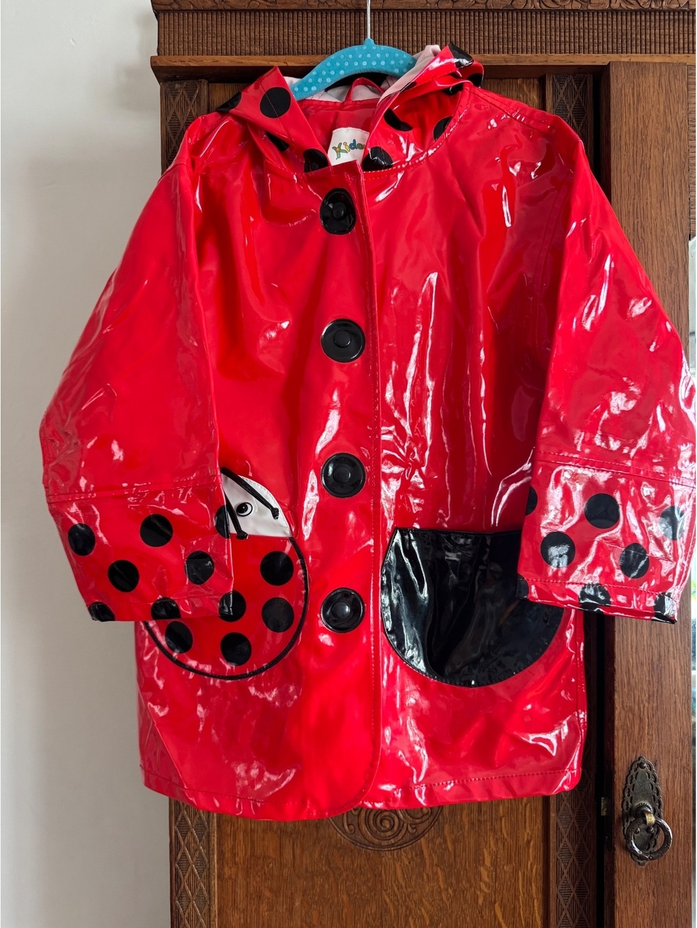 Kidorable Ladybug Raincoat Red Polka Dot Waterproof Size 4/5X